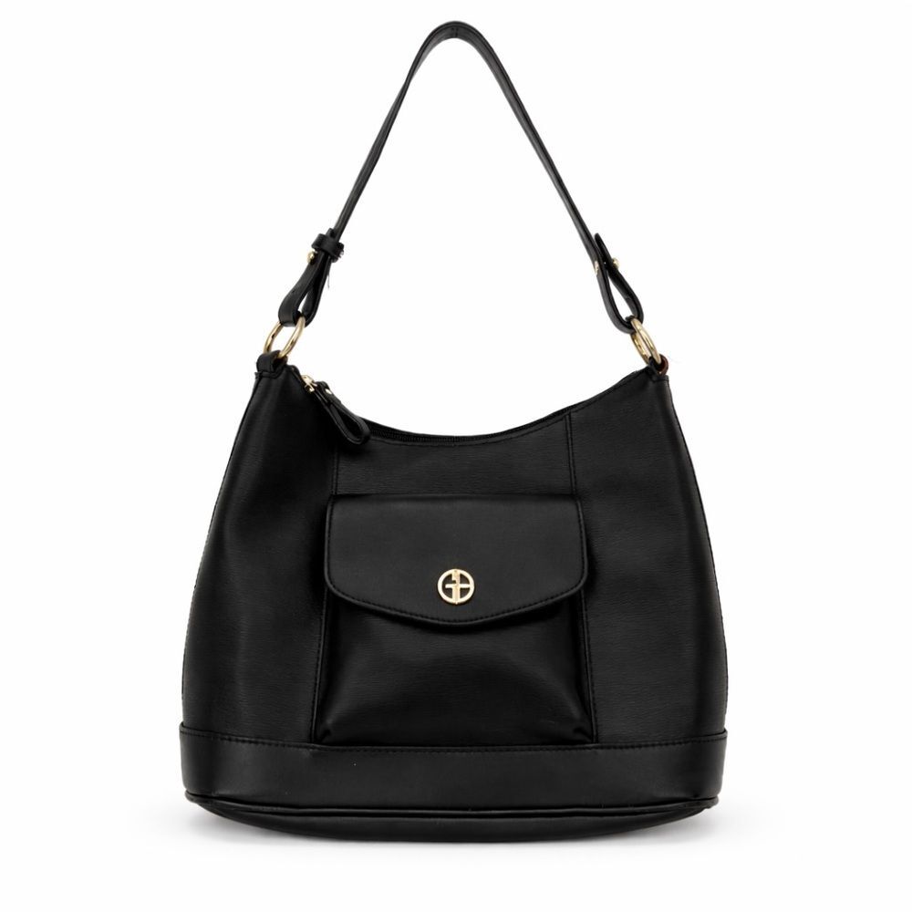 Giani Bernini Black Leather Shoulder Bag Classic Preppy